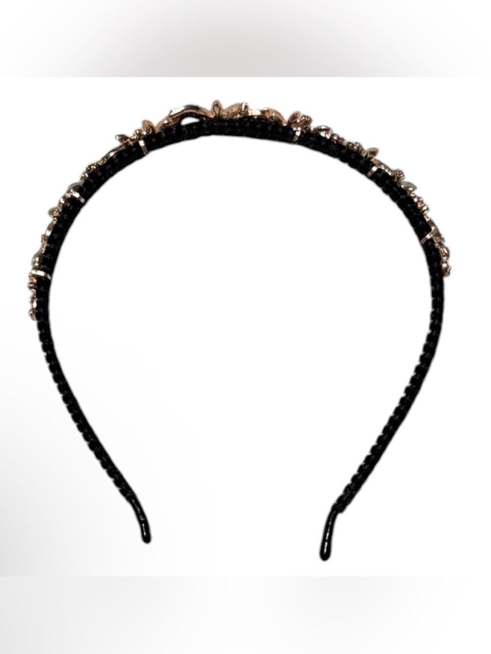 Elegant Flower Crystal Headband – Black Non-Slip Hair Band nwot
